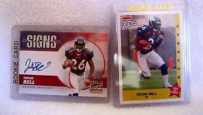 Tatum Bell RC 2004 Bowman Rookie Auto & 2004 Fleer Platinum Rookie-Broncos RB