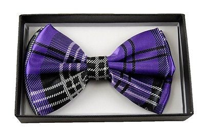 PLUM PURPLE WITH GOLD STRIPES TUXEDO ADJUSTABLE  BOW TIE BOWTIE-NEW IN GIFT BOX!