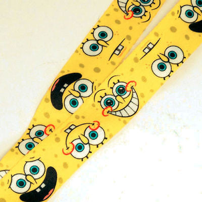SpiongeBob Funny Faces Yellow 15" lanyard-sponge bob lanyard-New With Tags!!!