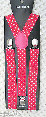 Pink Punker Lips on Black Adjustable Bow tie & Hot Pink Suspenders Combo Set-New