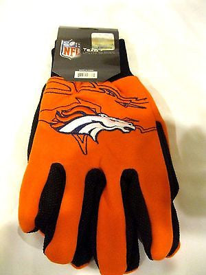 Denver Broncos Orange/Black Raised Team Logo Licensed NFL Sport Utility Gloves