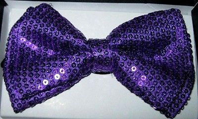 PURPLE SEQUIN TUXEDO ADJUSTABLE BOWTIE BOW TIE-NEW GIFT BOX!