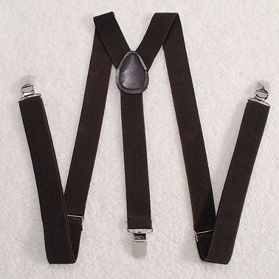 Coffee Dark Brown Y-Back Adjustable Suspenders Unisex,Men,Women Suspenders-New