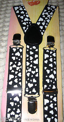 Pink Kids Boys Girls Y-Style Back Adjustable Bow Tie & Hearts Kid suspenders-New