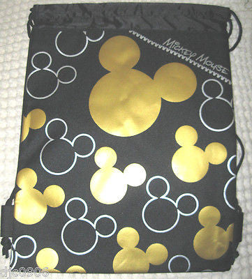 MICKEY MOUSE GOLD AND BLACK SHAPES DRAWSTRING BAG BACKPACK TRAVEL STRING POUCH