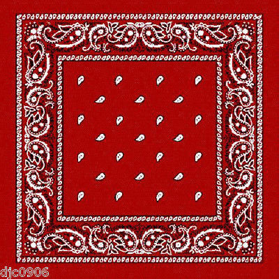 100% Cotton Paisley Red Bandanna Face Mask Head Wrap Scarf Wristband-New!