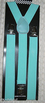 Unisex Light Green Blue Mint Y-Style Back Adjustable suspenders-New in Package!