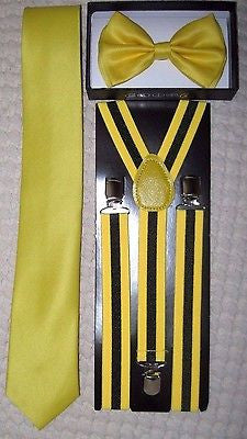 Turquoise French Blue Black Checkered Bow Tie,3" Neck Tie,&Adjustable Suspenders