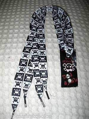 Premium Pirates Skulls and Crossbones Rockabilly Punk Shoe laces Shoelaces-New!