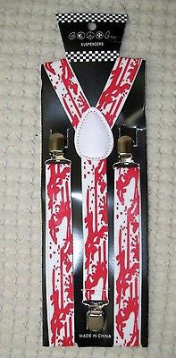 Blood Splattered Paint Ball Adjustable Y-Back Suspenders-Blood Suspenders-new!