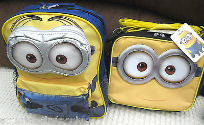 Despicable Me 2 Minions Toddler Backpack & Minions Lunch Box Universal-New Tags