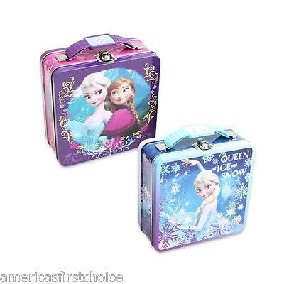 Disney Frozen Anna and Elsa Designer Tin Bucket Handle Purse Carrying Case-New!