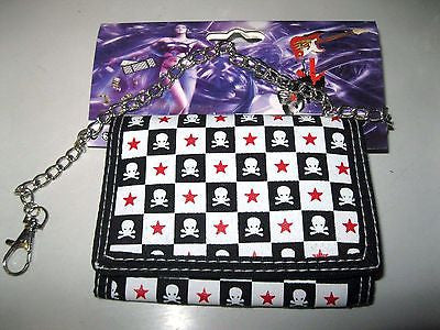 Skulls&Crossbones Checkered and Stars Wallet Unisex Men's 4.5" x 3" W-New!
