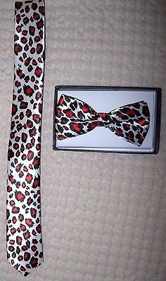 Solid Purple Neck tie & Purple Leopard Cheetah Adjustable Bow Tie Combo Set!