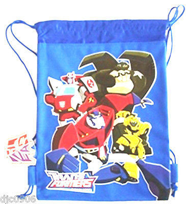 DISNEY TRANSFORMERS ANIMATED BLUE DRAWSTRING BAG BACKPACK TRAVEL STRING TOTE-NEW
