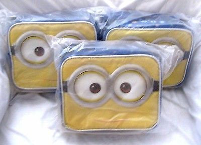 Lot of 3 Despicable Me 2 Minions Jerry Two Eyes Insulated Lunch Boxes Bag