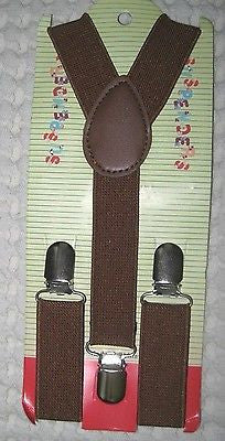 Kid's Boys Girls Brown Y-Back Adjustable Y-Back suspenders-New in package!