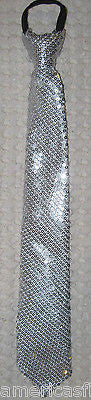 Teens Kids Boys Girls Gold Sequin Adjustable 14" Zipper Up Pre-tied Necktie-New!