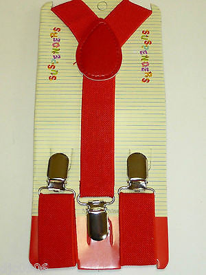 Solid RED Kids Boys Girls Y-Style Back Adjustable suspenders-New in Package!