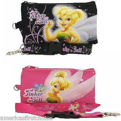DISNEY TINKERBELL PINK AND BLACK LANYARD WITH DETACHABLE COIN POUCH/PURSES-NEW