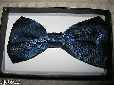 Shiny Blue Adjustable Bow Tie & Navy Blue Glittered Adjustable Suspenders Set