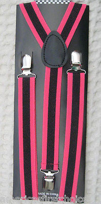 Pink Adjustable Bow tie & Pink Leopard Cheetah Adjustable Suspenders Combo-New