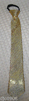 Gold Sequin Adjustable Pre-Tie Neck tie & Gold Glittered Suspenders Set-New!