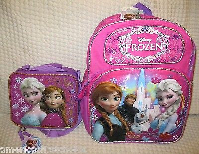Frozen 16" Rolling Backpack,Lunchbox,Pencil Pouch,4 pc Stationary Set Combo-New!