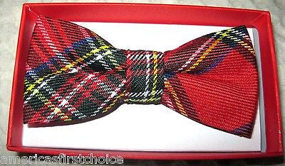 Kids Boys Girls Red Blue Plaid Gargoyle Adjustable Bow Tie-New in Gift Box!