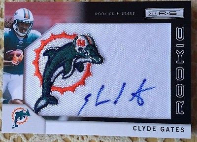 CLYDE GATES RC 2011 ROOKIES&STARS 4-COLOR PATCH AND ROOKIE AUTO #85/299-DOLPHINS