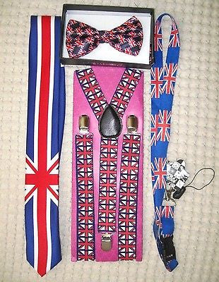UK British Flag Y-Back Suspenders,UK Lanyard,UK Neck Tie & UK British Bow Tie-25