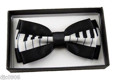 Black and White Musical Music Piano Keys Adjustable Bow Tie-Piano Keys Bow Tie