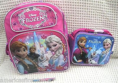 Frozen Anna Elsa Olaf Kristoff 16" Backpack and Lunch Bag Lunchbox+Pen-New!v4