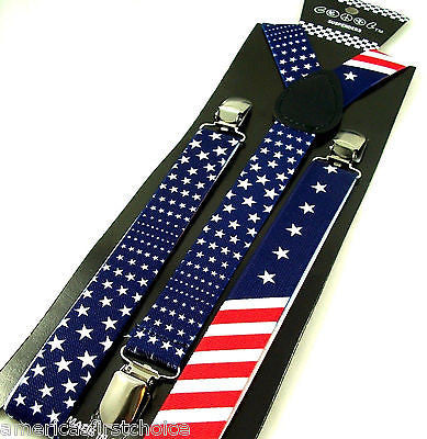 USA FLAG Pattern Suspenders Men Women Adjustable Fashion Suspender-New in Pkge!