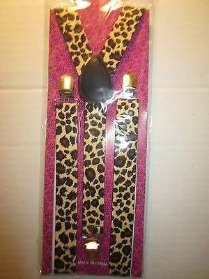 Leopard Cheetah Brown/Beige/Tan SUSPENDERS Y-Back Adjustable Suspenders-New!