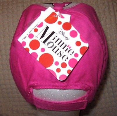 Disney Minnie Mouse Pink Polka Dot Screen Print Adjustable Baseball Cap-New!