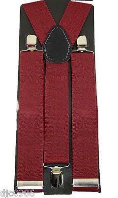 Thick 1 1/2" Solid  Burgundy Y-Style Back suspenders-New in Package!