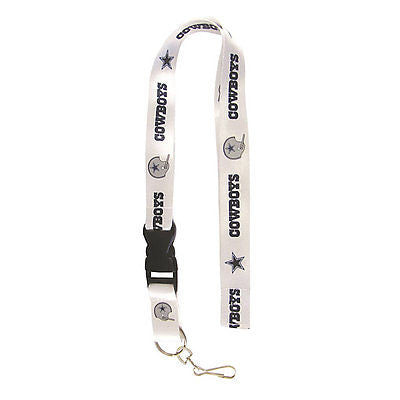 Dallas Cowboys White Blue Letters Licensed Keychain/ID Holder Lanyard-Brand New!