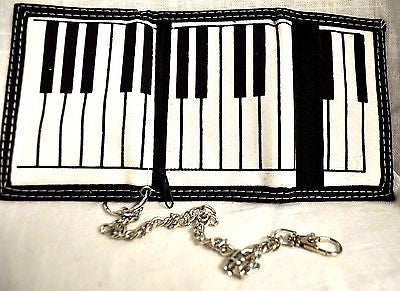 BLACK PIANO KEYBOARD PIANO KEYS Wallet Unisex Men's 4.5" x 3" W-New in Package!