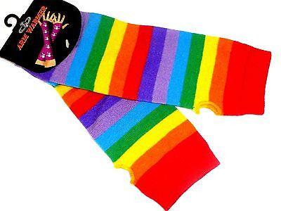 Punk Gothic Dark Rock Rainbow Color Long Arm Warmers Fingerless Multi-Color-NEW!