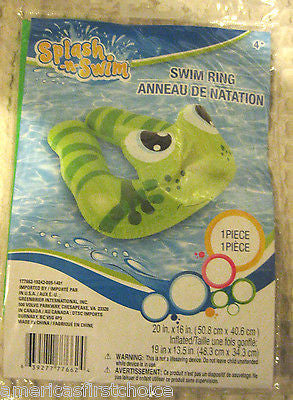 Splash & Swim Inflatable Green Dinosaur Tube Float/Ride On Ring-New Factory Pkg