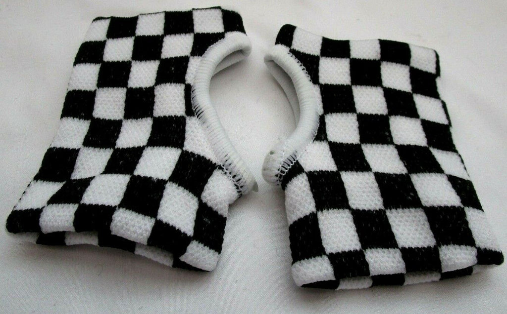 White and Black Checker Checkered Diamonds Wristbands Sweatbands PAIR-New!!