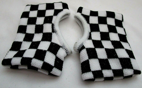 White and Black Checker Checkered Diamonds Wristbands Sweatbands PAIR-New!!