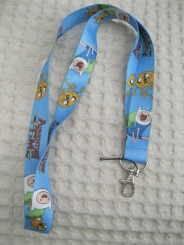 Thick Blue Adventure Time character 15" Lanyard/Landyard ID Holder Keychain-New!
