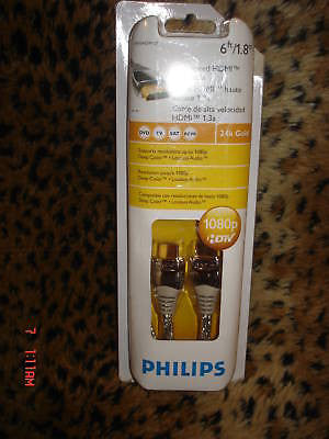 Phillips 6 FT HIGH SPEED HDMI 1080p DTV Cables-New!