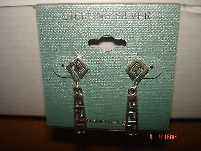 Pair of Sterling Silver Egyptian Design Dangle Earrings