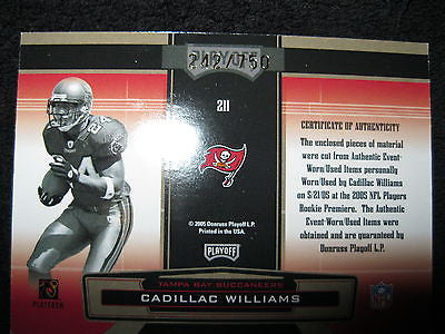 CADILLAC WILLIAMS 2005 ABSOLUTE ROOKIE PREMIERE MATERIALS JERSEY/BALL #/750