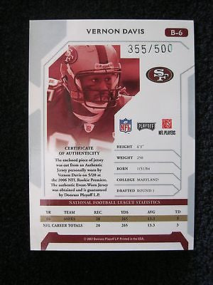 Vernon Davis 2007 Playoff 4-Color Patch Card#355/500-San Francisco 49ERS TE