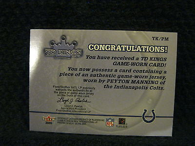 PEYTON MANNING 2005 FLEER ULTRA TD KINGS WHITE PATCH CARD-COLTS QB PATCH