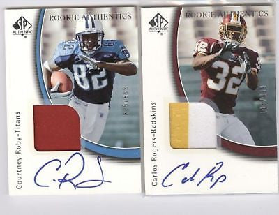 Courtney Roby 2005 Sp Authentic Red Patch/Auto RC#/899-Tennessee Titans/Saints